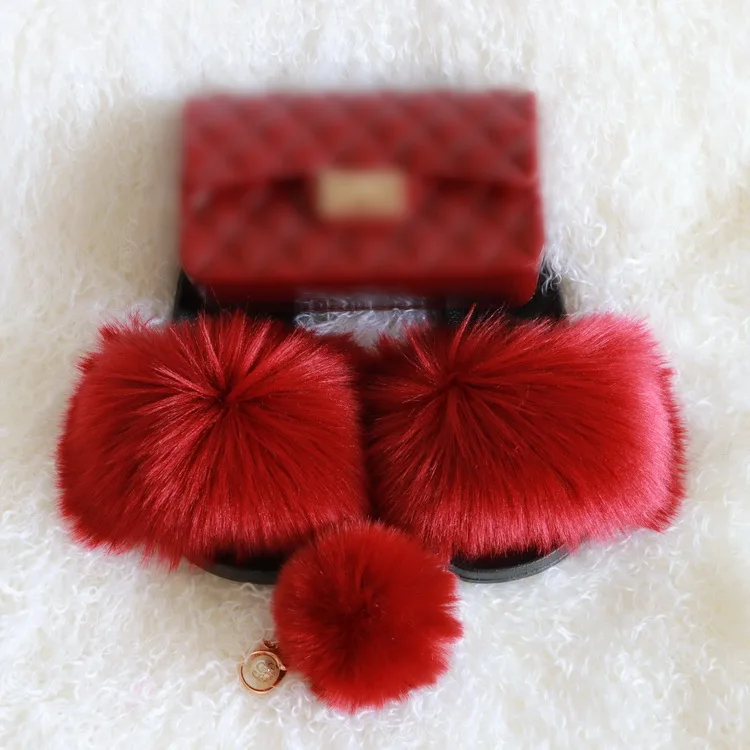 curlyfur kids toddler pvc sandals 2021 mini jelly purse kids fur slides