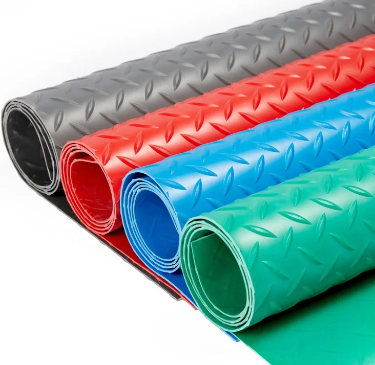 Anti Slip Coin Mat Roll Fireproof Safety PVC Customized Outdoor Woven Waterproof Plastic Flooring For Garage