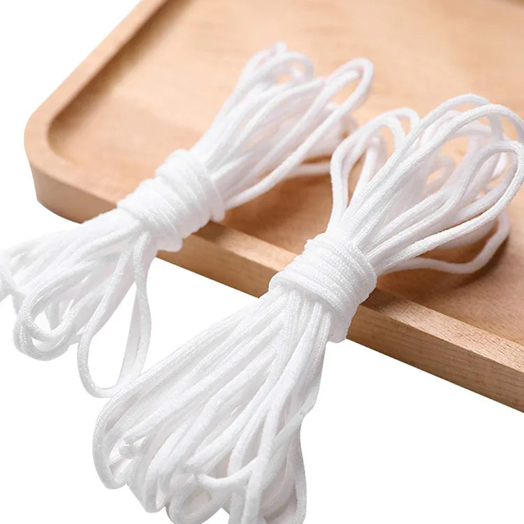 Elastic Thread Ear band cords White Round spandex Nylon 3mm  Earloop Cord Band elastic string For FaceMask Cord