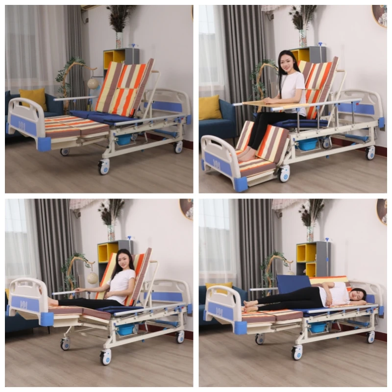 nursing bed folding geriatric manual 3 crank hospital medical elderly nursing bed for sale