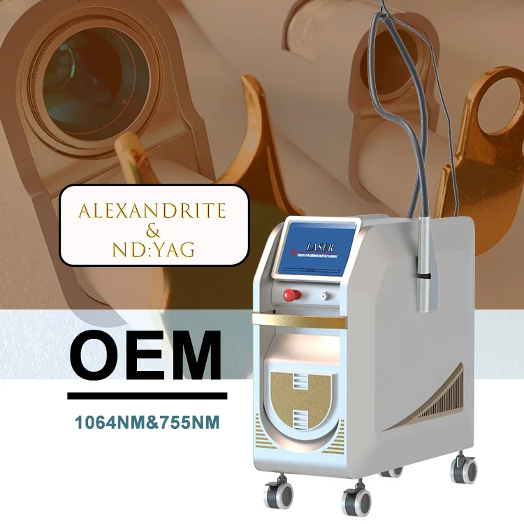 Long Pulse 755Nm 1064Nm Alexandrite Laser Gentle Alex Nd Yag Alexandrite Laser Hair Removal Machine