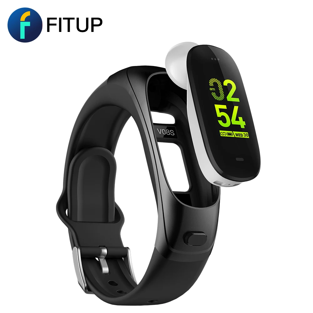 FITUP Новое поступление ухо группа v08s поддержка вызова smart Bt наушники-браслет с сна мониторинга сердечного ритма беспроводной наушники