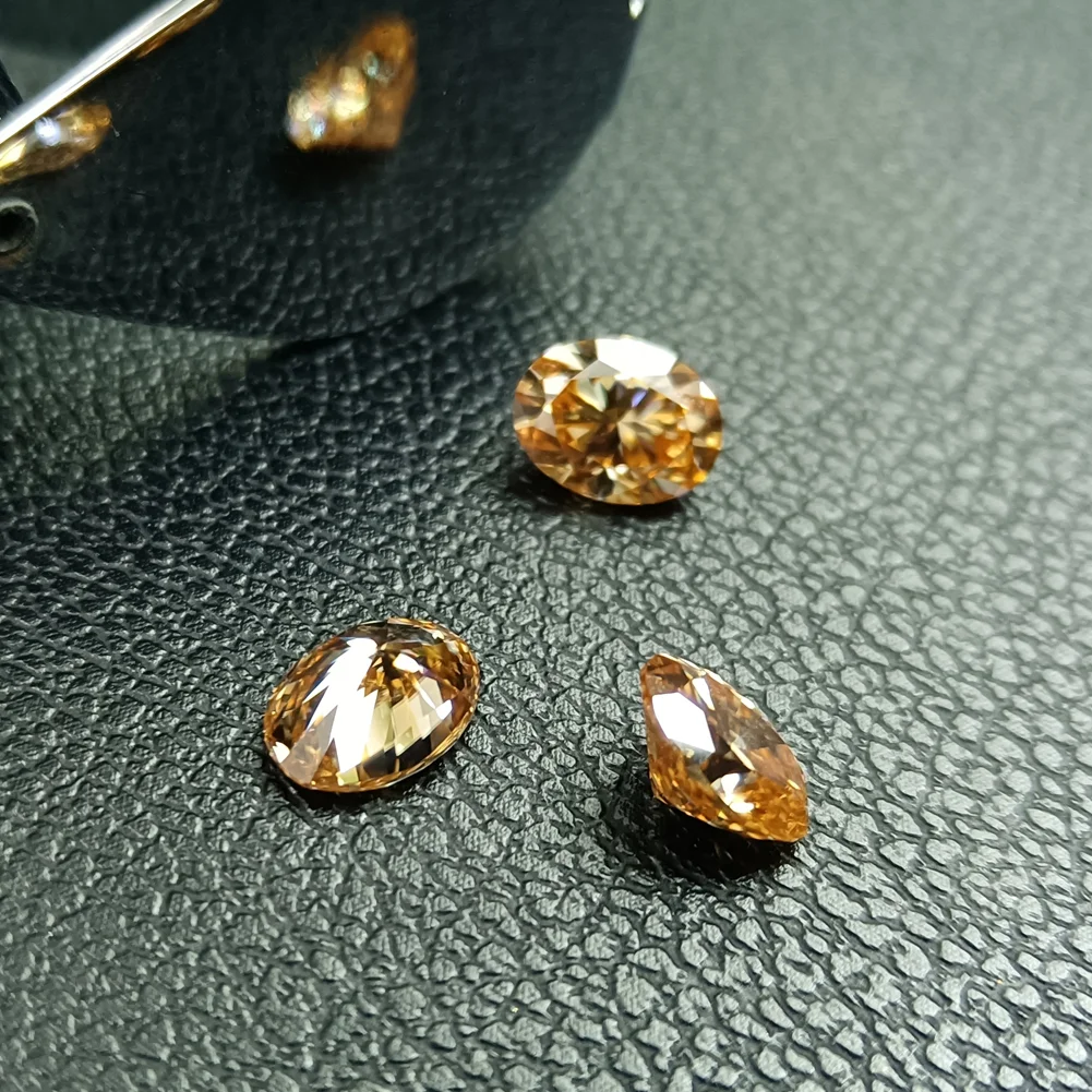 Jewelry Champagne Oval Stone DIY Moissanite Diamond Ring High Quality  Champagne 5*7mm Oval Cut Loose Moissanite