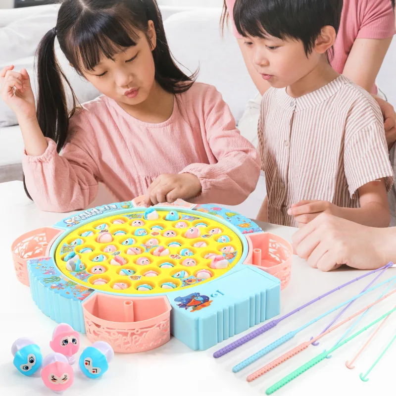 Wholesale Kids Electric Magnetic Game Magnet Set Children Puzzle Fishing Plate Toy