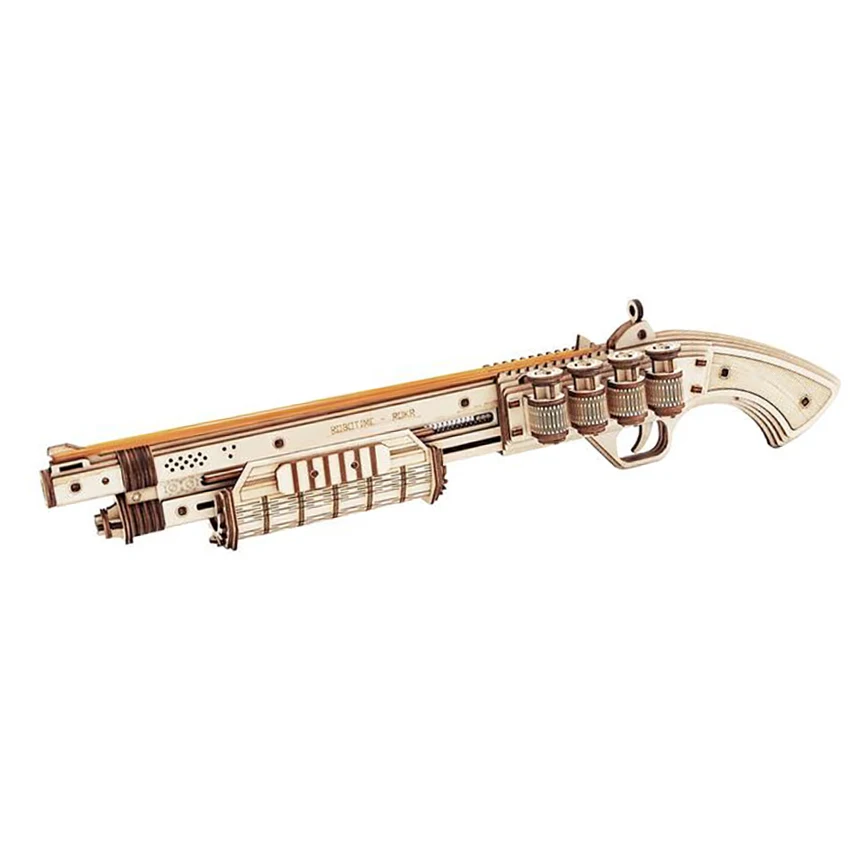 CPC Certificated Robotime Rokr Wood Craft LQ501 Terminator M870 Gun Jigsaw 3D Handmade Assembled Wooden Puzzle for Dropshipping