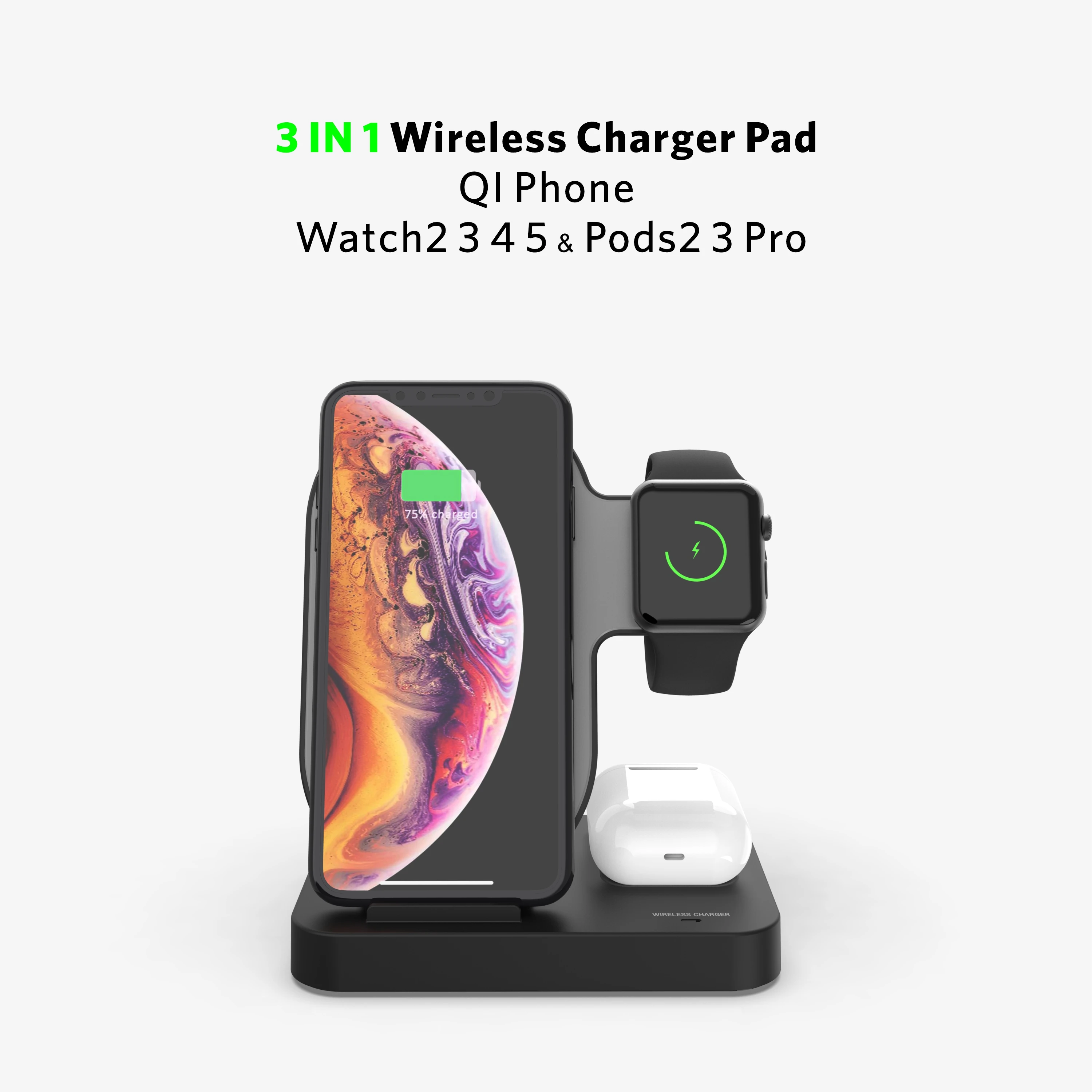 New product ideas 2020 innovative product most sold 3 in 1 wireless charger stand wireless charging for phone/watch series