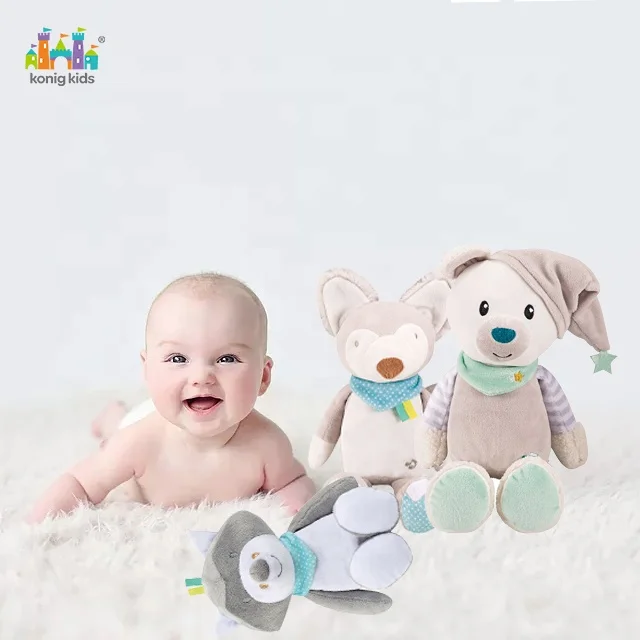 Konig Kids Soft Koala Bear Raccoon Stuffed Animal Push Sleeping Plush Toy With Music Lights