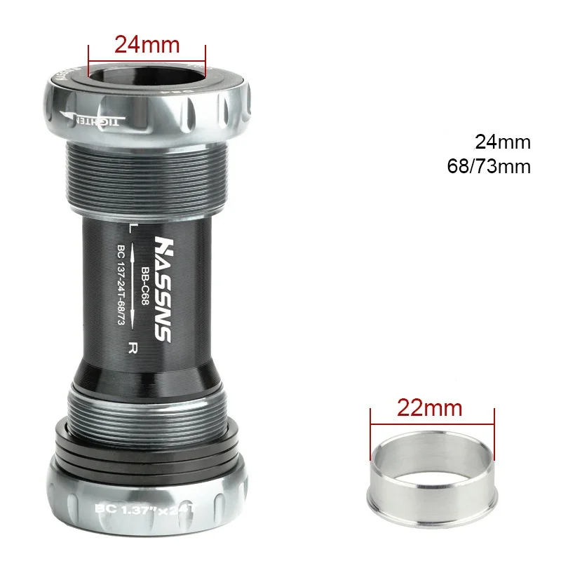 High quality HASSNS BSA Bottom Bracket 68mm 73 Thread Lock CERAMIC Bearing  MTB Road Bike Frame 24mm Axle DUB Crank