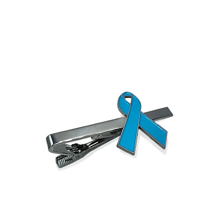 Custom Logo Mustache Blue Prostate Cancer Awareness  metallic Coat Ribbon Pin