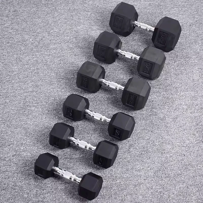 MKAS Rubber Hexagon Dumbbells Hex Dumbbell Gym Dumbells with 10 Kg 40 Kg 50 Kg Hex Dumbell Set