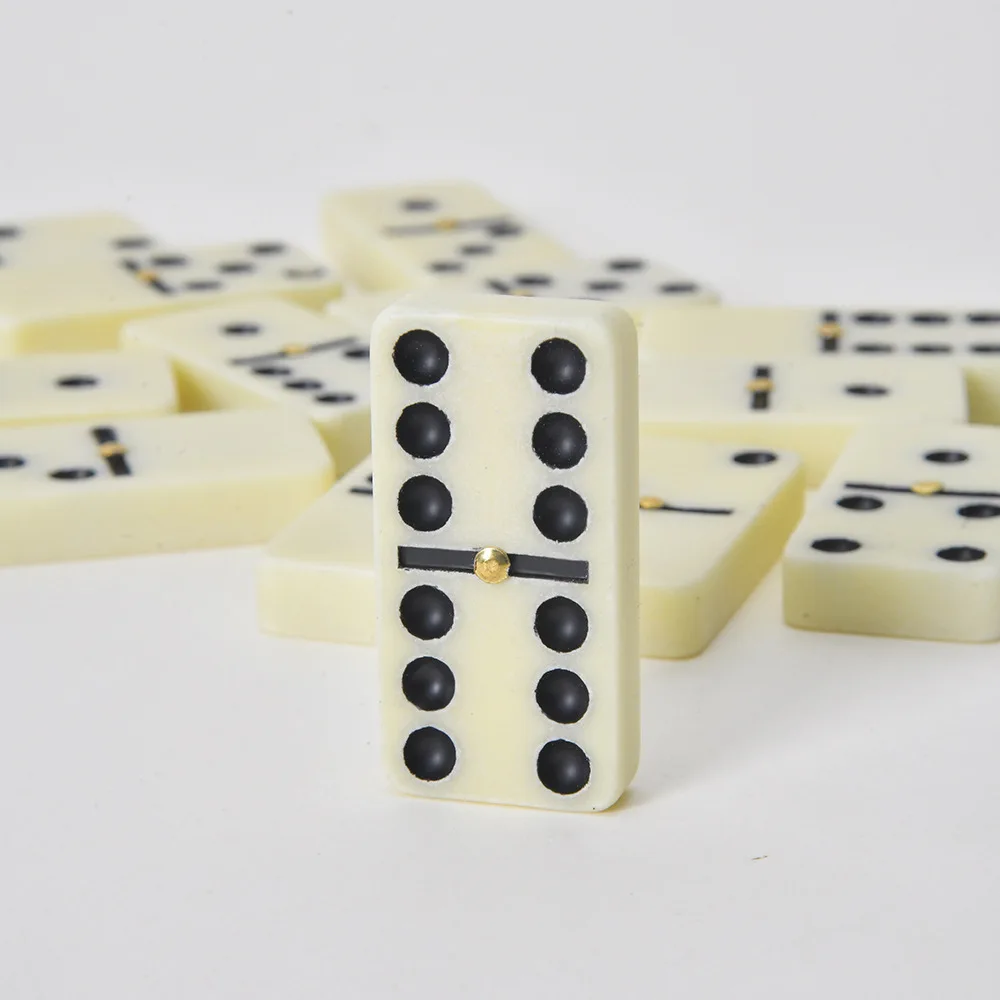 Hot Selling Professional double six dominoes white domino set Black dots with PVC box