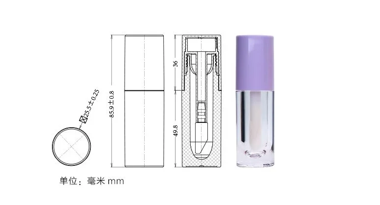 6.5ml  Lip Glaze Mascara Tube Soft Plastic INS European American Style Thick Pole Empty Cosmetic Tube Stock Industrial Use
