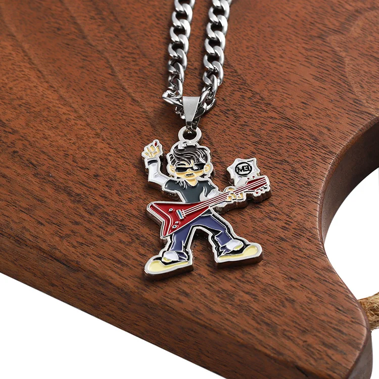 Custom metal men fashion jewelry cool boys personalised music guitar rock necklaces