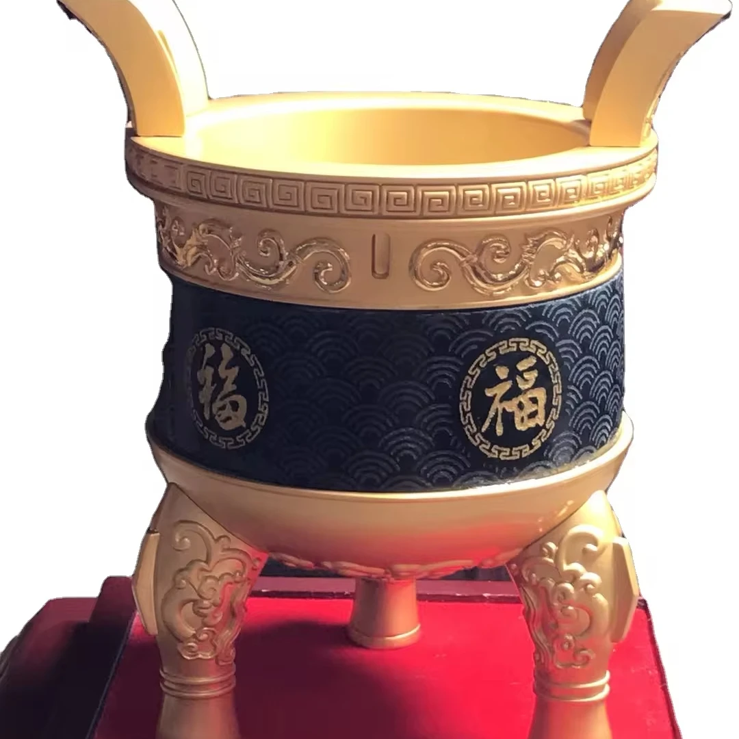 Hetian jade jade fuding home furnishing articles adornment Circle the tripod with two handles living room ornaments