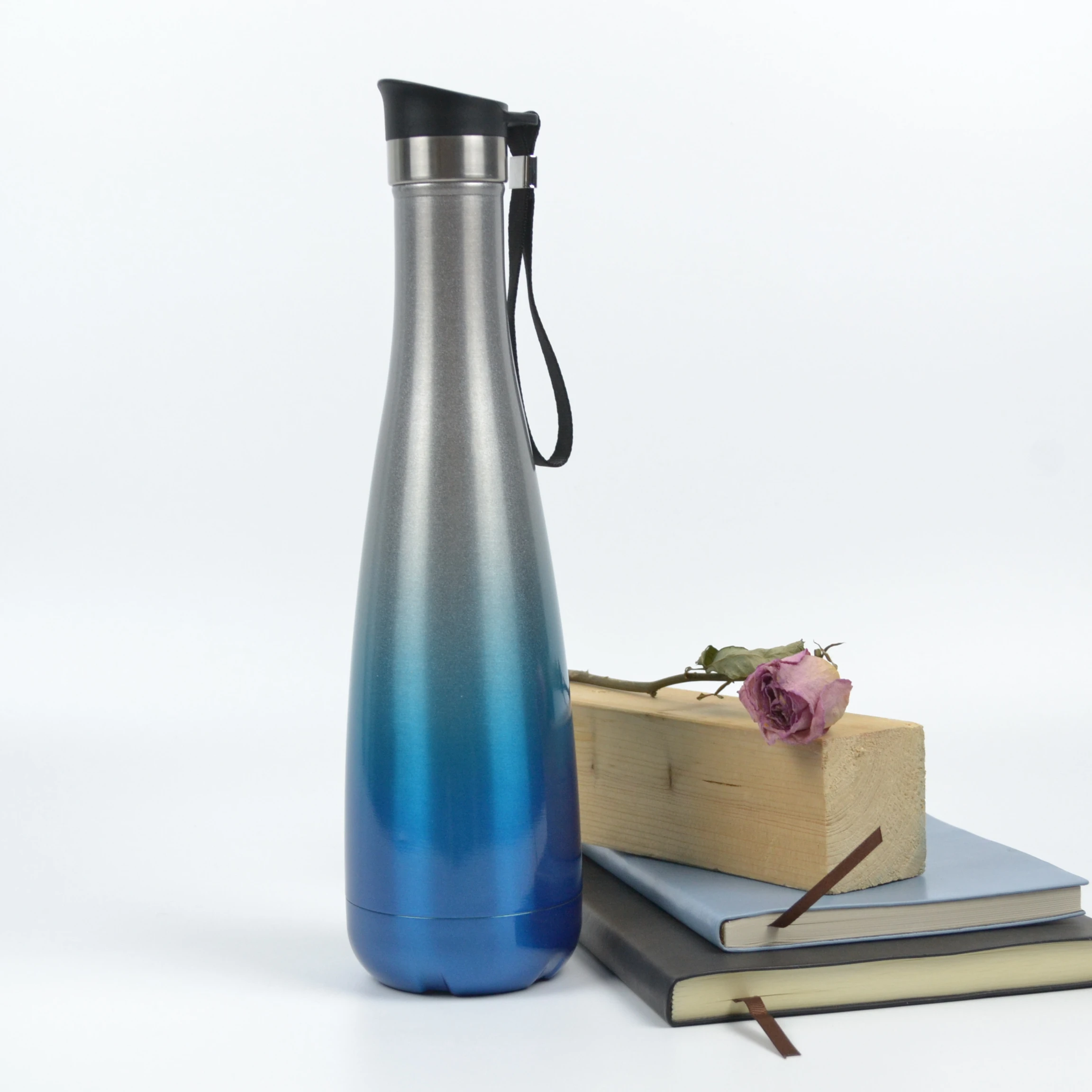 BPA Free 750ml Iridescent Stainless steel Double Wall Small Mouth Insulated Flask Sports Bounce Water Bottle With PP lid