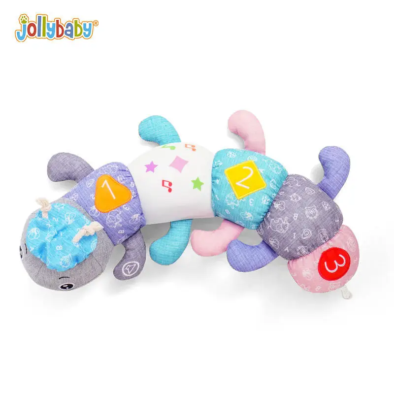 Jollybaby night sleeping bed toys plush gray caterpillar Octopus Stuffed Animal learning musical light toys