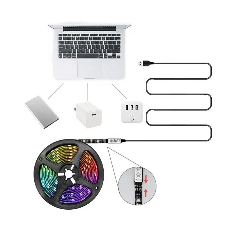 5050 RGB Светодиодная лента Smart USB 5 В пульт дистанционного управления ТВ подсветка для домашнего декора 10 м 2 Длина Рождественские огни домашний декор