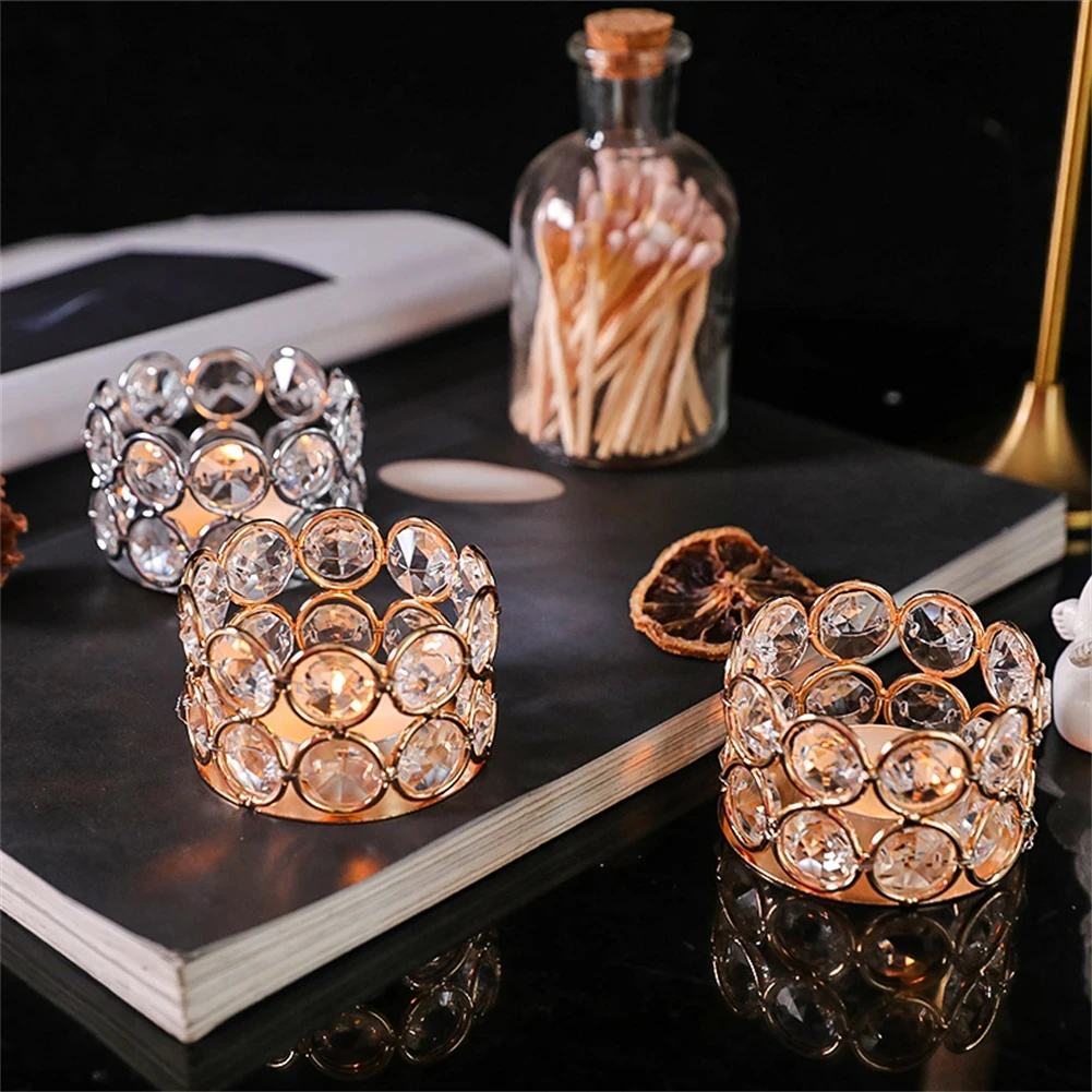 Honor of crystal Gold Silver Crystal Tealight Candle Candlesticks For Xmas Party Wedding Decor