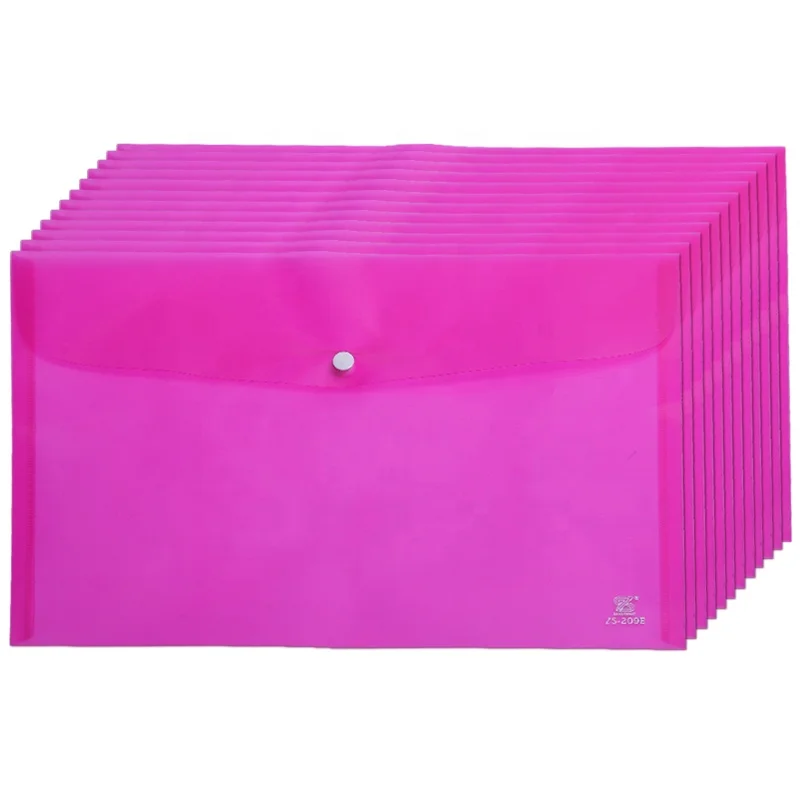 
File Plastic Stationery Organizer Clear Pocket Pvc A4 Button Fire Document Bag 