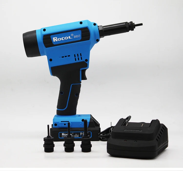 Durable ROCOL RL-860 Lithium Battery Riveting Nut Gun Cordless Rechargeable Quick Charge Rivet Tool