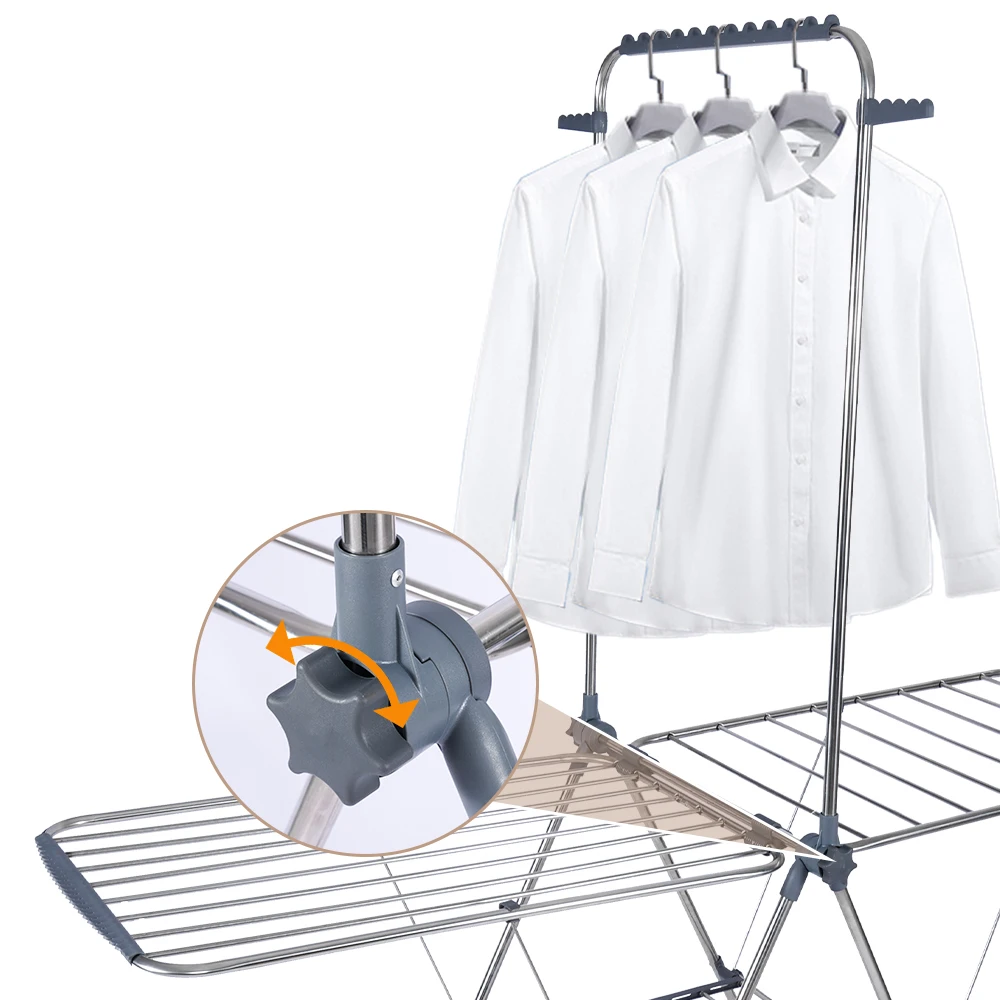 Factory Direct 2 Layer 21M Lacquer Folding Clothes Drying Rack Airer Clothes Dryer Stand For Wet Clothes