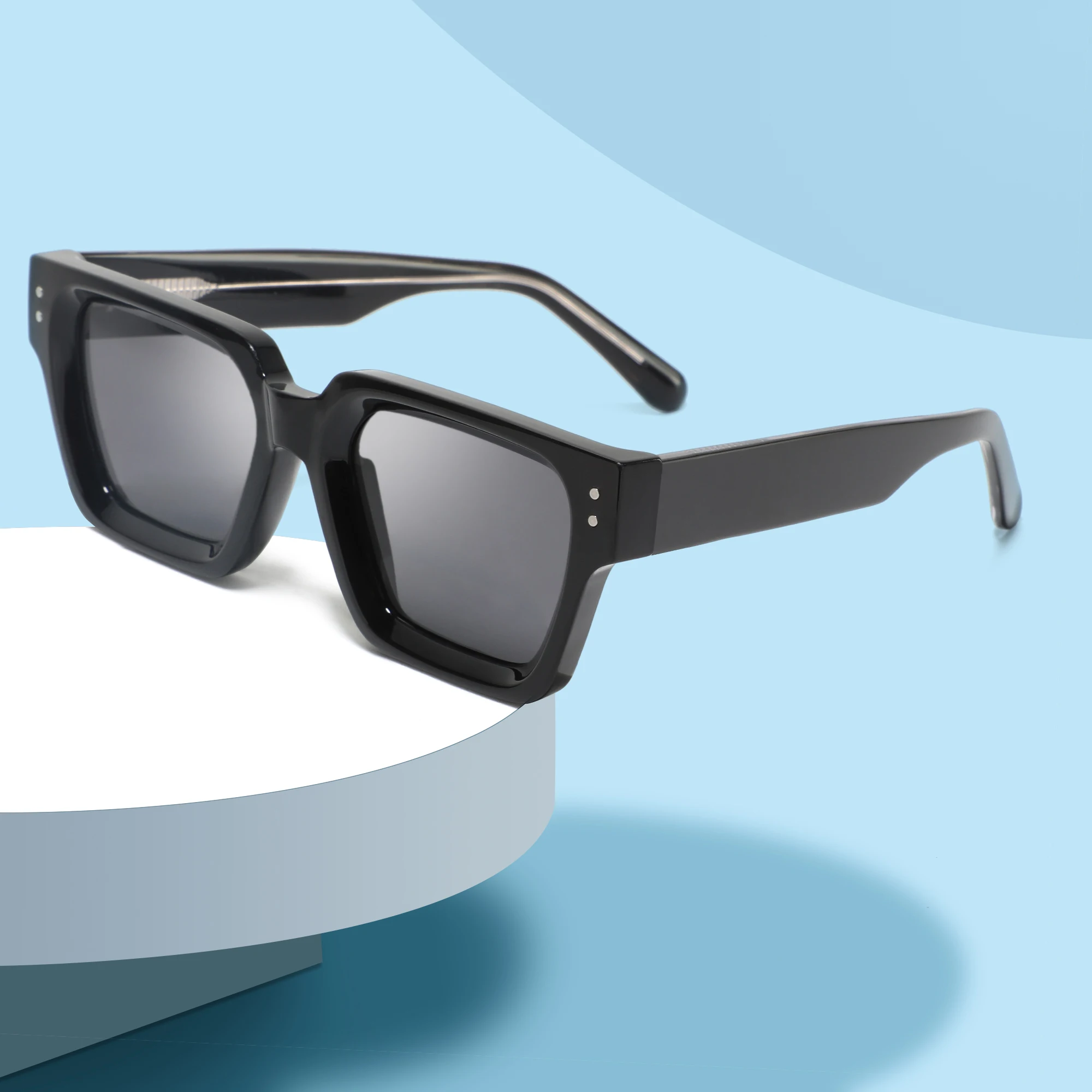 Fashion higher quality  acetate sunglasses men TR90 square frame polarized custom logo trendy sunglasses 2024
