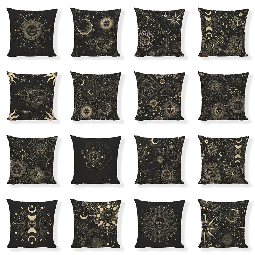 Fundas De Cojines Custom Printed Pillows Decorative Pillow Comfort Seat Cushion Cover 45X45Cm Linen Moon Phases