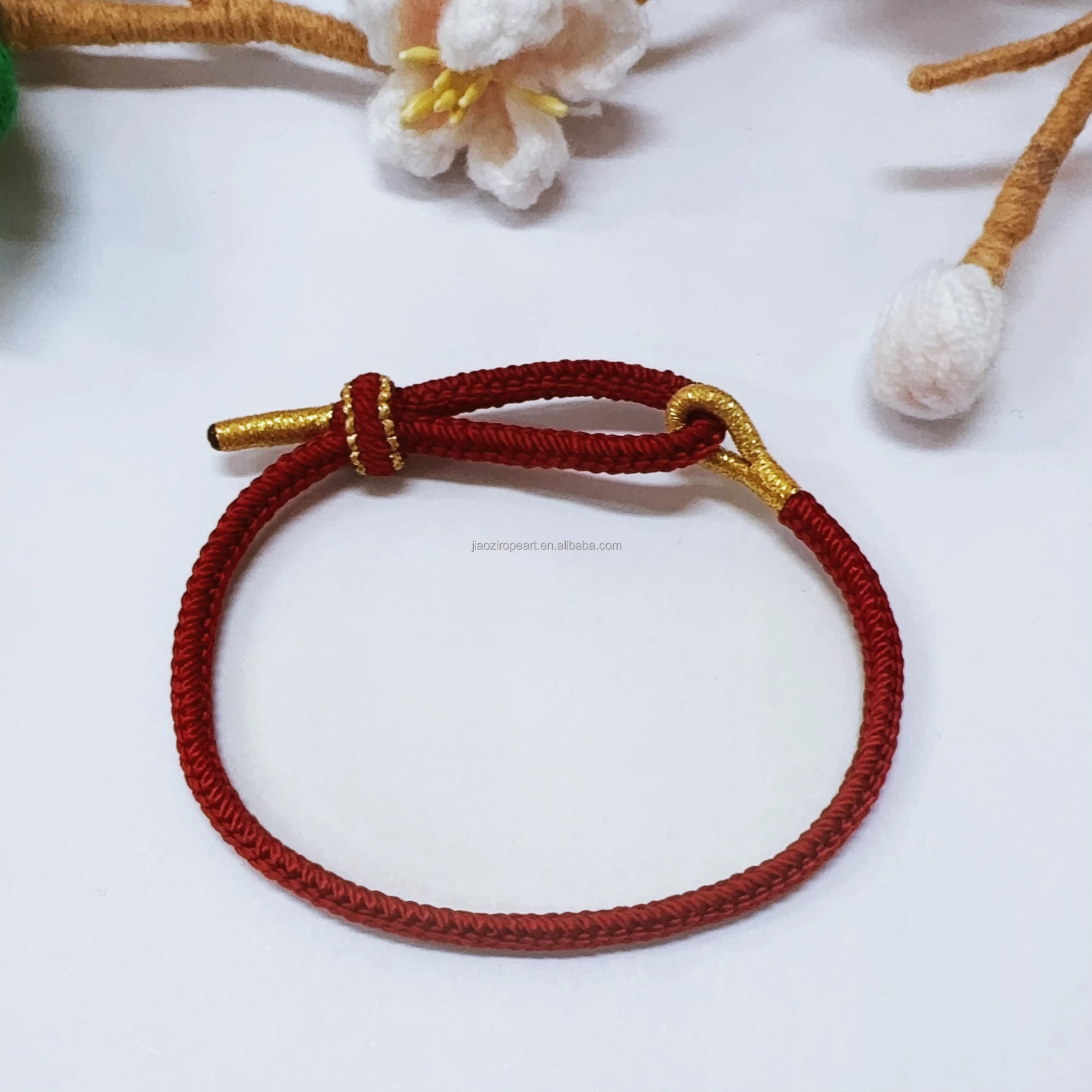 Handmade Peach Blossom Knot Bracelet 3mm/2.5mm/2mm Trendy Style Fashion String Jewelry with Chinese Elements