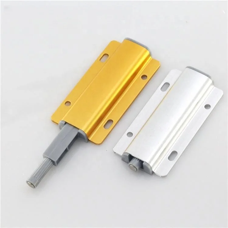 Gold Touch Rebound device with Magnetic Push to Open System Aluminum Alloy Silver Cabinet Door Closer Handle free Door Damper