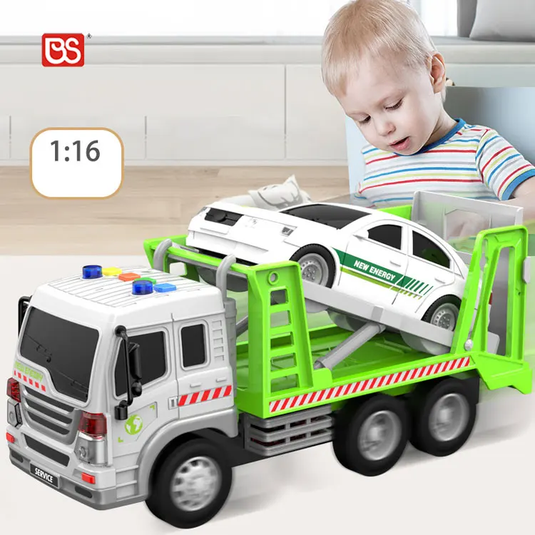 BS 1 16 Scale Hook And Car Tow Trucks Engineering Friction Toy Vehicle With Light And Sound