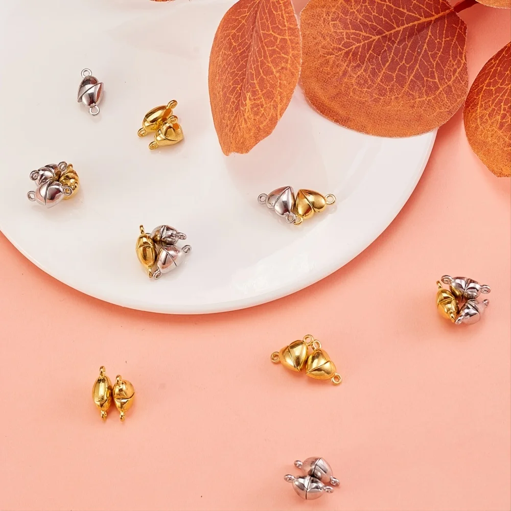 Queena Heart Shaped Magnetic Clasps For Jewelry Golden Silver Magnetic Clasps For Bracelet Necklace Making DIY Jewelry