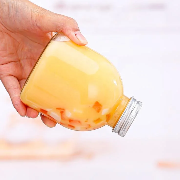 Clear 250ml 350ml 500ml juice glass bottle milk juicer drinking bottles for beverage