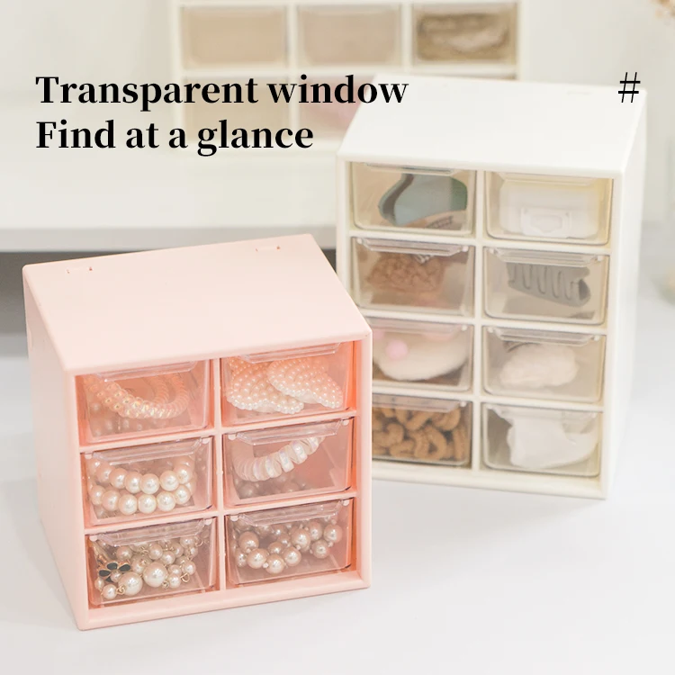 Shunxing Wholesale 8 Compartment Makeup Desktop Plastic Case Box Drawer Organizer Storage Box with 9 Mini Drawers