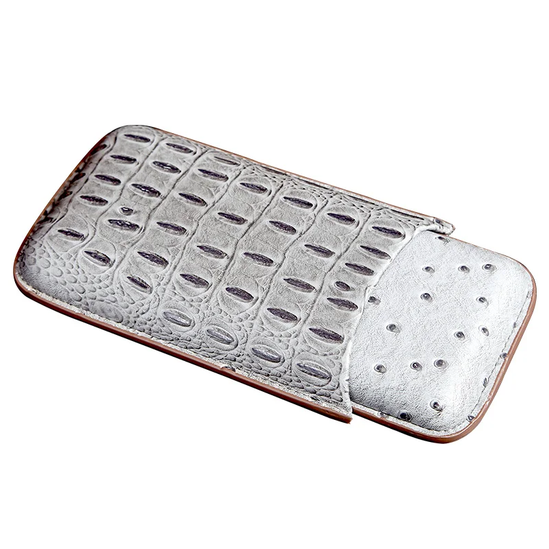 New Fashioned 3 Pack Grey Personalized Travel Alligator Leatherette Cigar Case Support Custom Logo