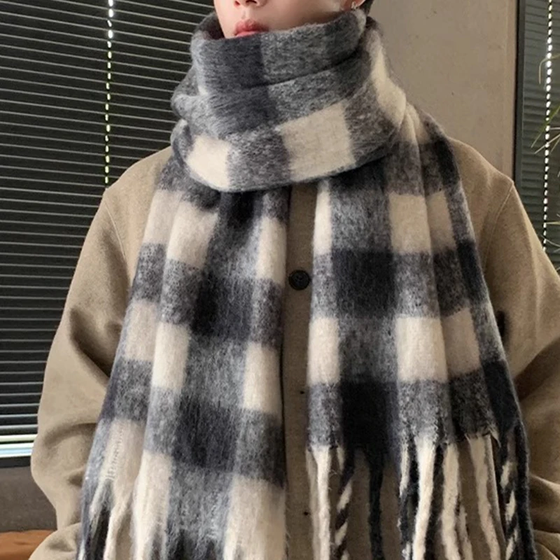 Cute Gift Ladies Windproof Winter Plaid Fringe Tassel Shawls Pashmina Warm Scarf