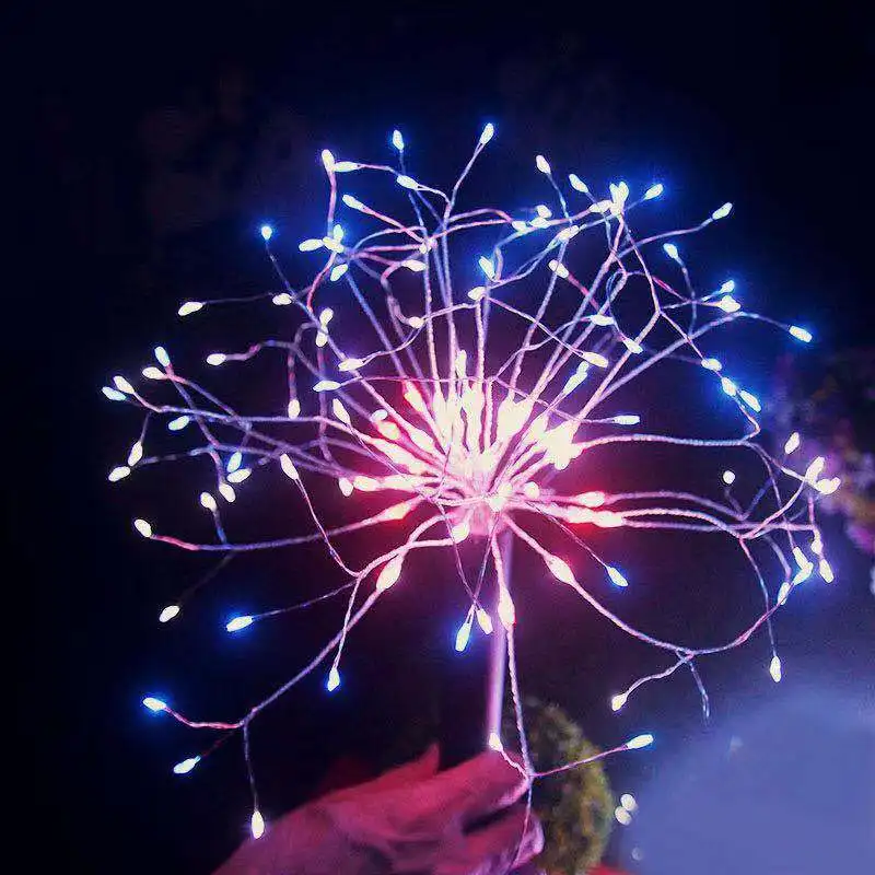Free Shipping LED Fireworks Lamp With Battery Box Copper Lamp Outdoor Christmas Wedding Garden Decoration Fireworks Lamp String