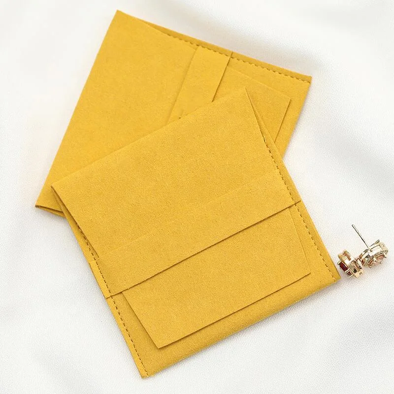 Eco Friendly Microfiber Custom Jewelry Pouch Embossed Envelope Design Flap Microfiber Jewelry Pouch Dustbag