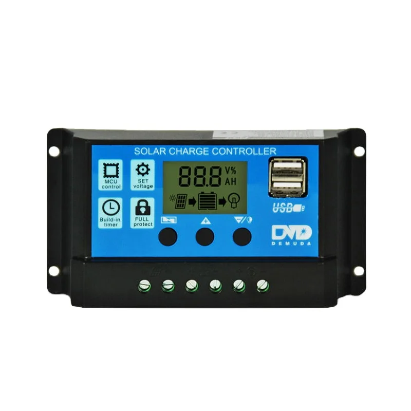 Smart Solar Panel Controller Regulator 24V 12V DC Output Bulb 10A 20A 30A Manual PWM Solar Charge Controller