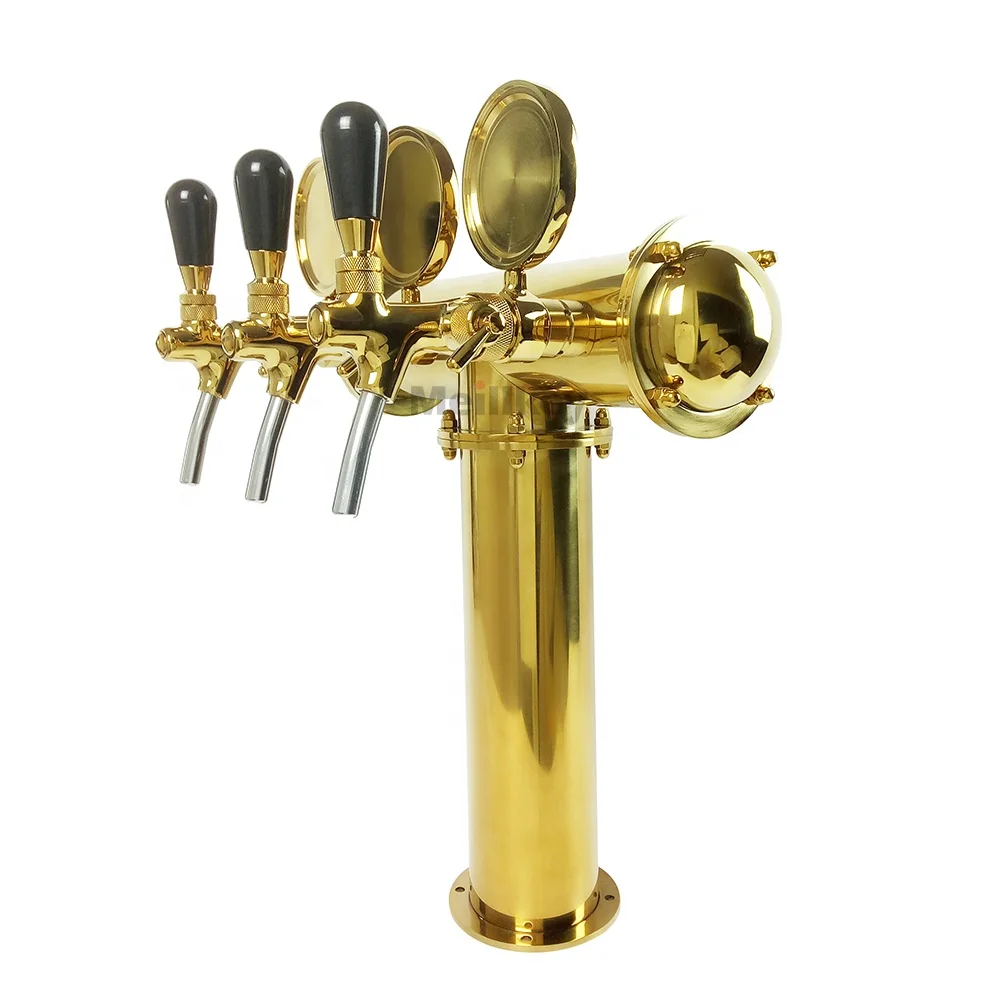 gold color elegent beer brewery bar beer dispensing beer tower