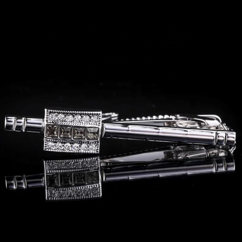 fashion zircon copper diamond chain business wedding tie clip bar for men