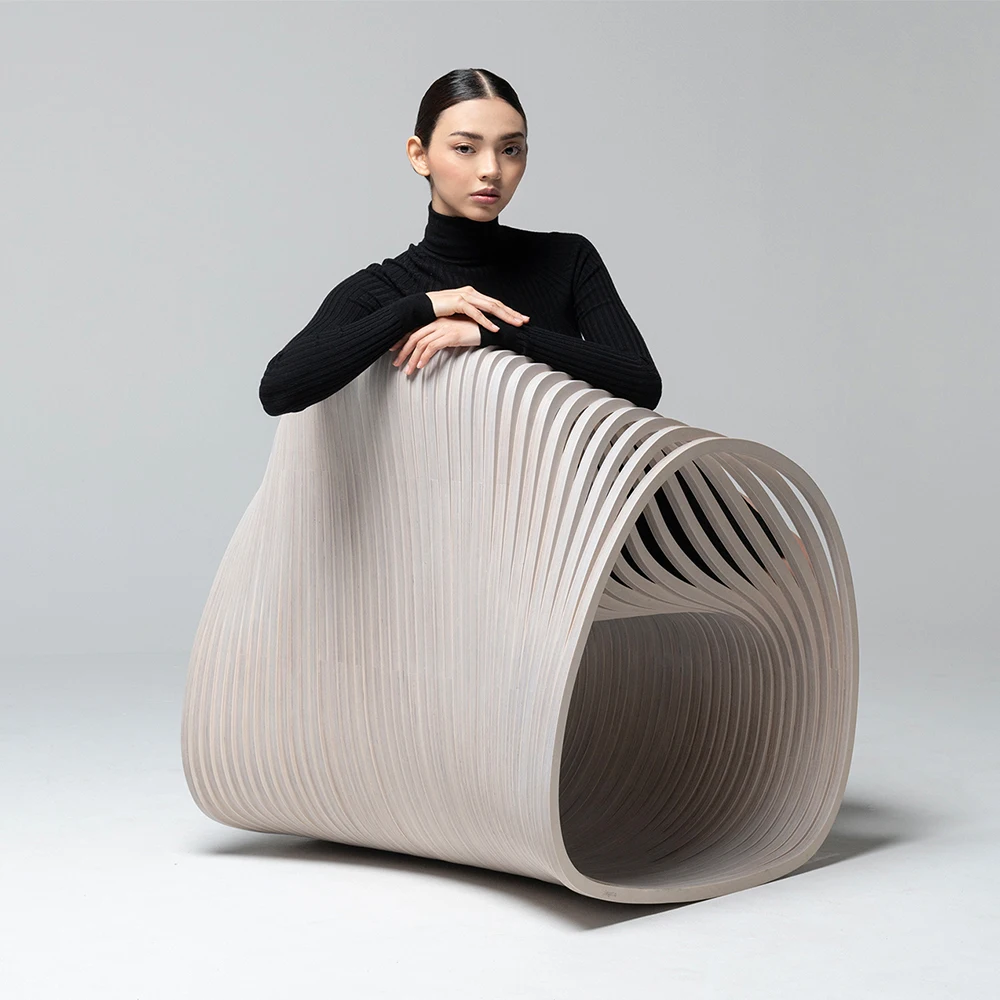 Solid wood single chair special-shaped seat stool designer design space home villa hotel room rest chair