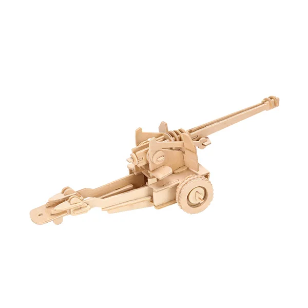 3D Wooden Puzzles Kids Game Toys wheel Cannon Anti-Aircraft Gun Cannon WW2 Soldiers Accessories Army Military Weapon
