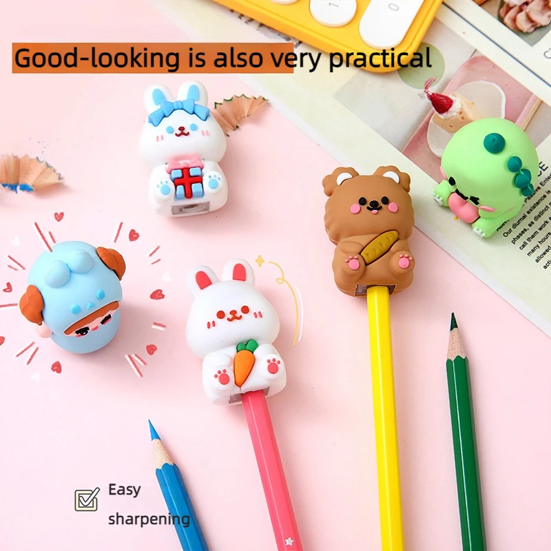 Cute cartoon rabbit pencil sharpener Mini portable pencil sharpener Elementary school pencil sharpener Bear shape