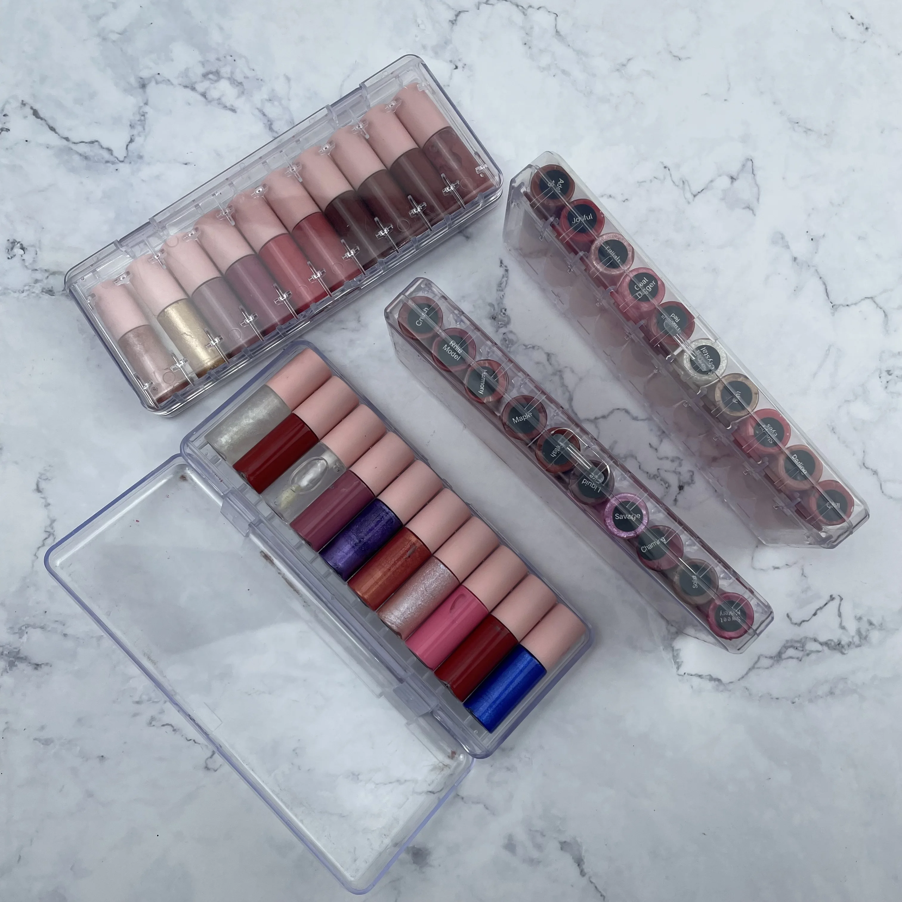 10pcs Luxury Suitcase Box Set 3ml Mini Lip Gloss Set Long Wearing High Shine Lip Gloss Kit Waterproof Nude Matte Lipstick Set