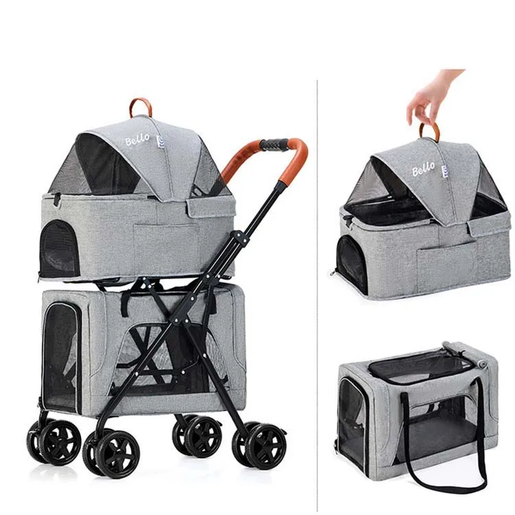 Wholesale Best Pet Strollers Trolley For Dog And Cat Stylish Durable Foldable Double Layer