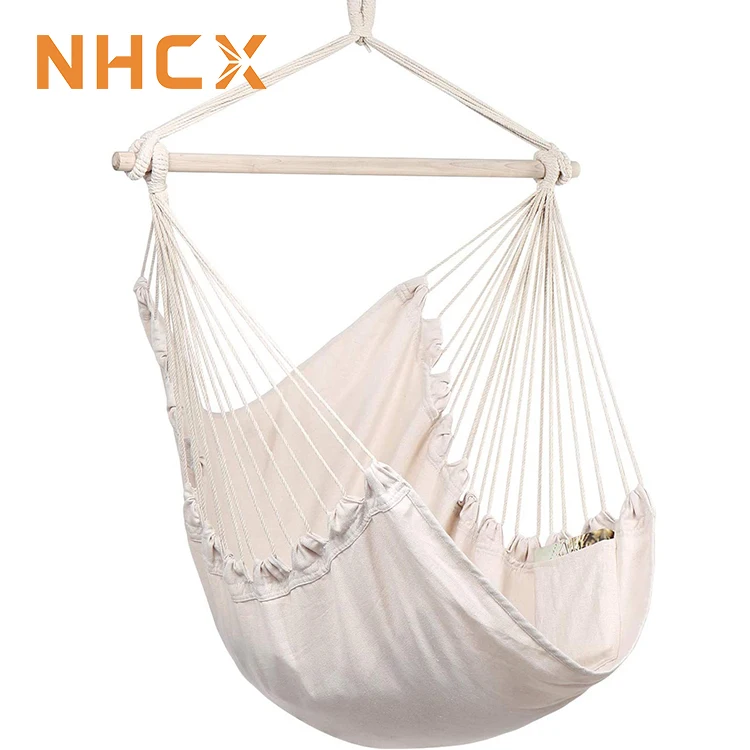 NHCX Garden Outdoor Cotton Relax Hanging Hammock Chair Swing Hammock Chair