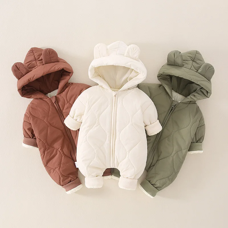 Newborn Girl Jumpsuit Hooded Winter Infant Overalls Baby Clothes Boys Warm Snowsuit Coat Kid Bear Romper Toddler Outerwear