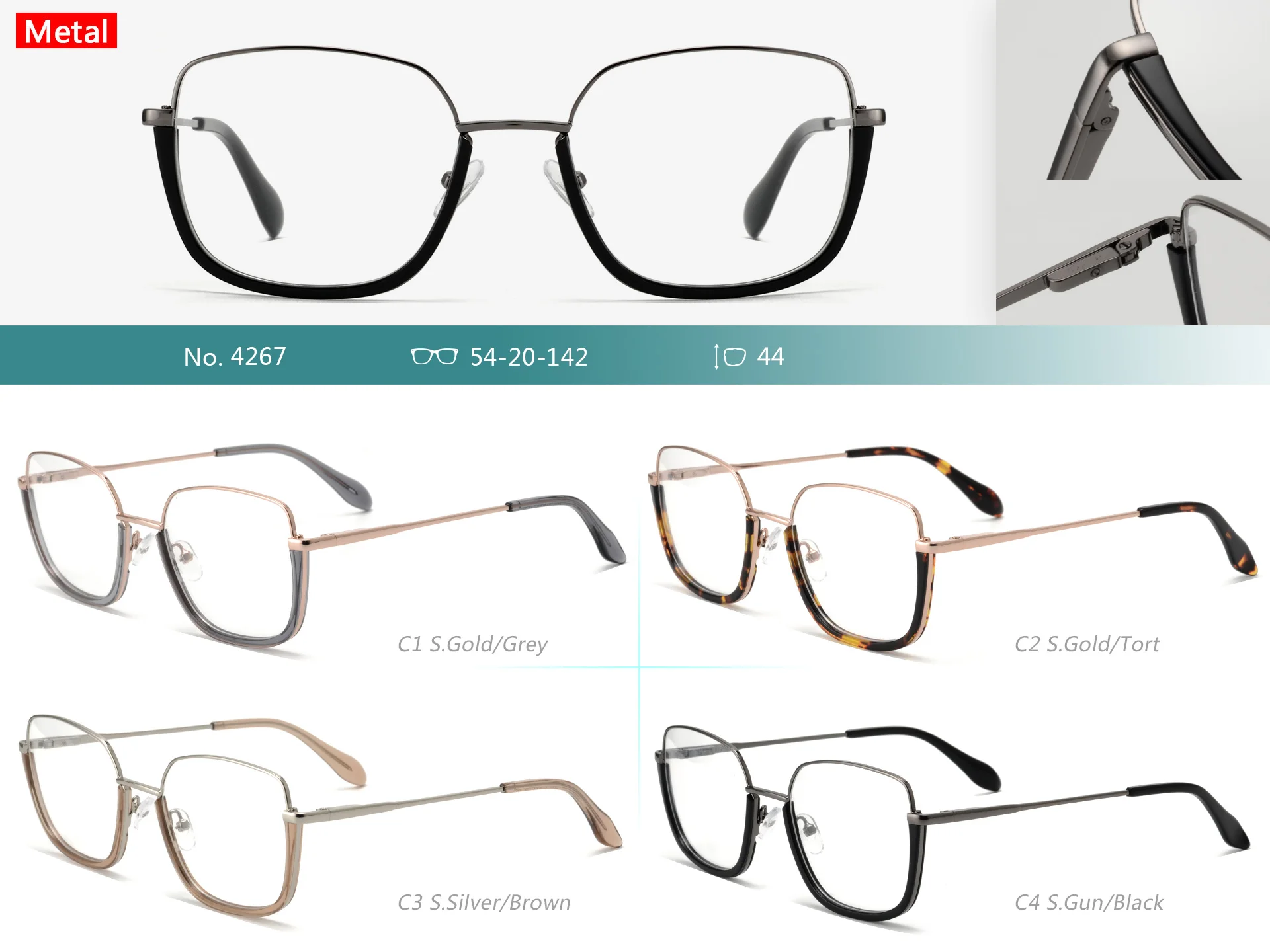 2022 Big Size Optical Frames Eyewear Metal Half Frames Glasses