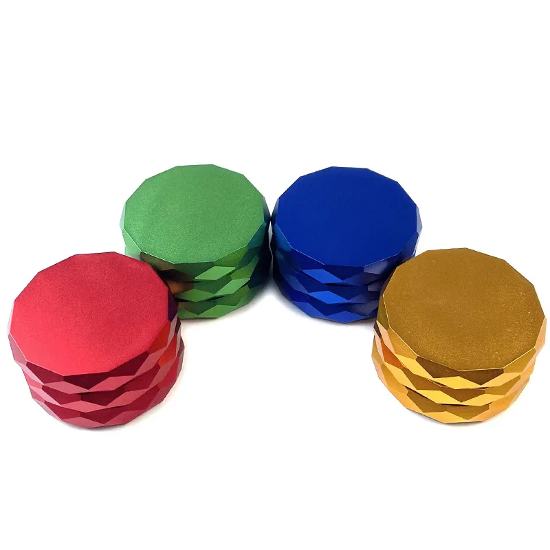 Diamond shape tobacco accessories BETTER QUALITY ALUMINUM alloy smoke grinder 63MM four-layer diamond edge mosaic metal grinder