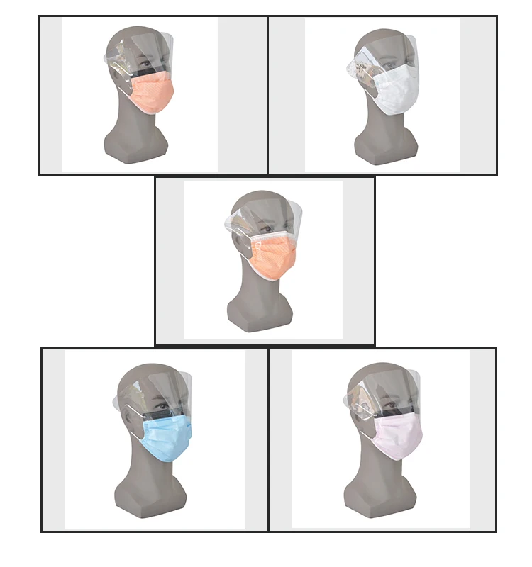 Disposable 3-Ply Anti-fog Face Mask Mouth Cover Ear-loop With Eye Shield Face Mask